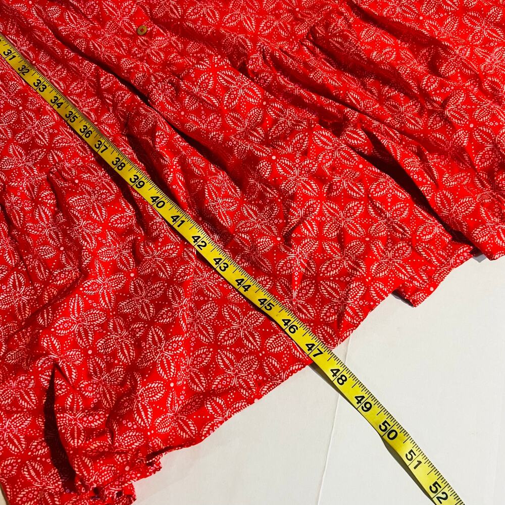Candace Cameron Bure Printed V Neck Midi Dress Size M Medium Coral - Picture 7 of 7